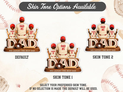 Personalized Dad Baseball Gift, We Caught the Best Dad Sign, 2D Acrylic Plaque for Father's Day Gift for Dad, Gift for Husband, Grandpa Gift