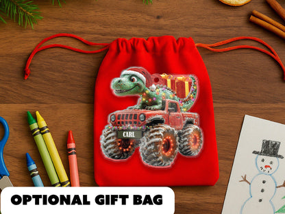 Custom Dinosaur Christmas Ornament, Personalized Monster Truck Ornament with Name, Gift for Boys, Kids Christmas Gift, Stocking Stuffer