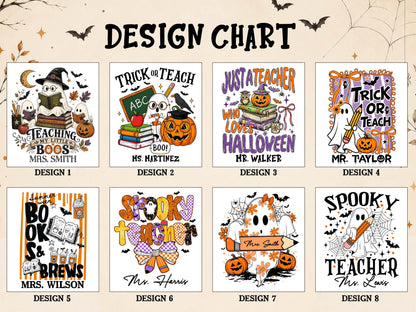 Personalized Teacher Halloween Tote Bag, Custom Teacher Appreciation Halloween Gift, Trick or Teach Teacher Bag, Spooky Season Teacher Gift
