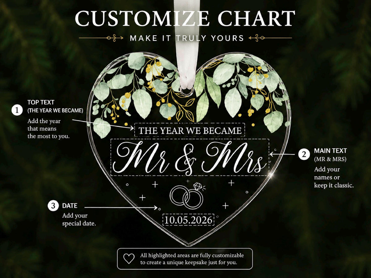Personalized Newlywed Ornament, This Year We Became Mr & Mrs Ornament,  Custom Wedding Gifts for Couples, Just Married Christmas Ornament