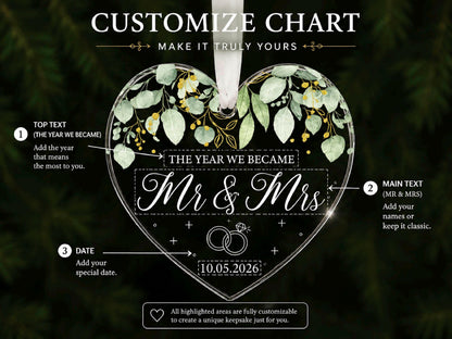 Personalized Newlywed Ornament, This Year We Became Mr & Mrs Ornament,  Custom Wedding Gifts for Couples, Just Married Christmas Ornament