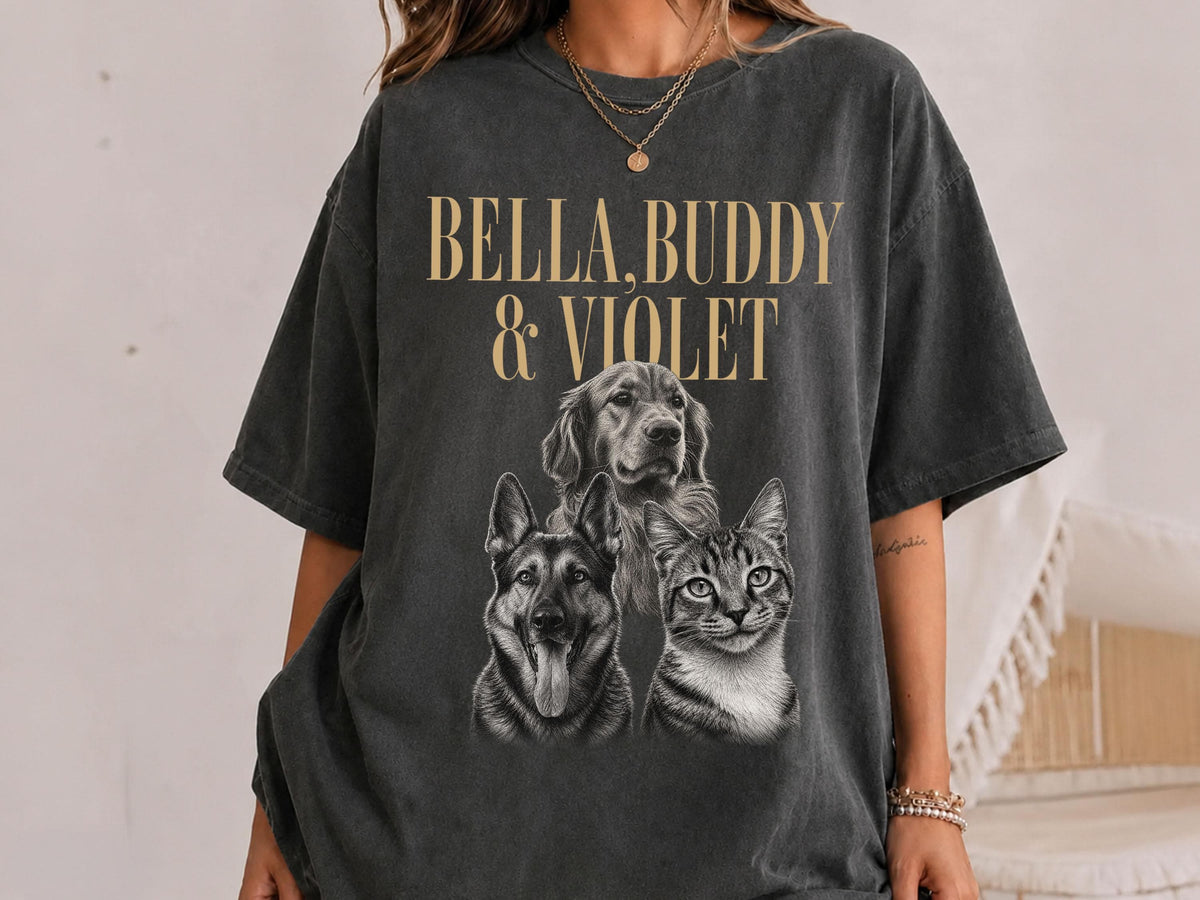 Custom Pet Photo & Name Shirt, Custom Picture Dog Shirt, Comfort Colors Pet Portrait Shirt, Cat Mom Gift, Dog Lover Gift, Custom Pet Gifts