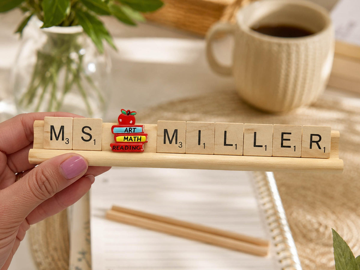 Personalized Teacher Name Sign, Wooden Desk Name Plate, Custom Teacher Gift, Teacher Classroom Decor , Back to School Teacher Appreciation