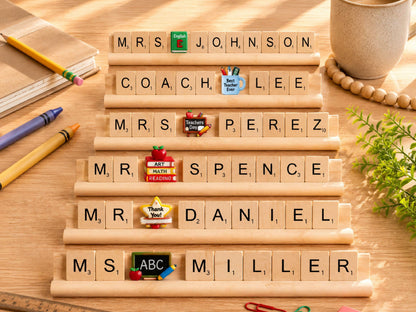 Personalized Teacher Name Sign, Wooden Desk Name Plate, Custom Teacher Gift, Teacher Classroom Decor , Back to School Teacher Appreciation