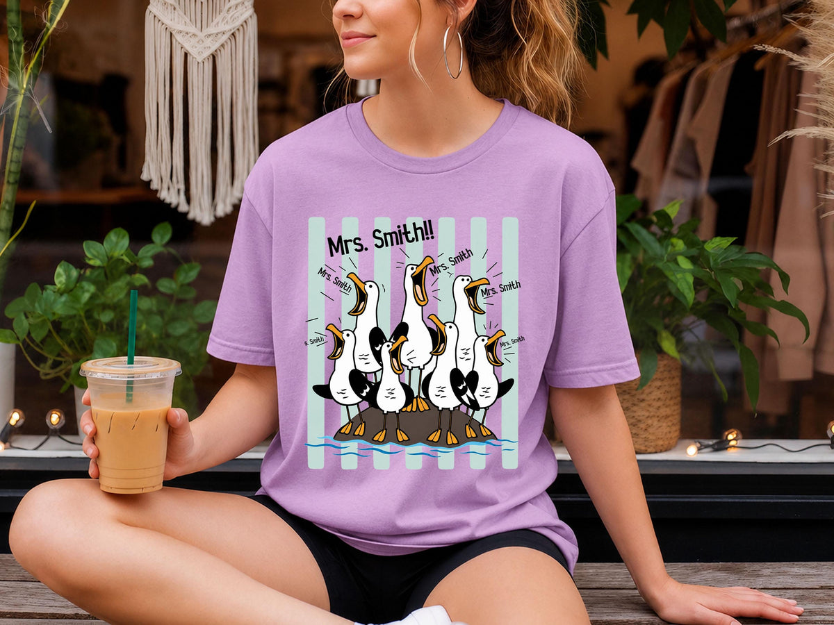 Custom Seagulls Teacher Shirt, Personalized Teacher Appreciation Gift, Screaming Seagulls Funny Shirt, Comfort Colors Tshirt, Back to School