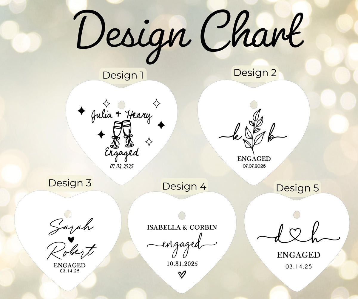 Custom Ceramic Engaged Ornament For Newlyweds, Wedding Gift, Custom Engagement Gift, Gift for Engaged Couples, Cute Christmas Heart Ornament