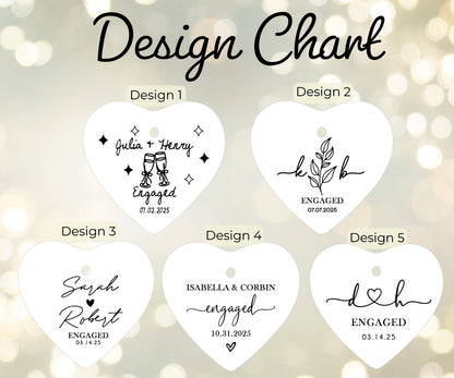 Custom Ceramic Engaged Ornament For Newlyweds, Wedding Gift, Custom Engagement Gift, Gift for Engaged Couples, Cute Christmas Heart Ornament