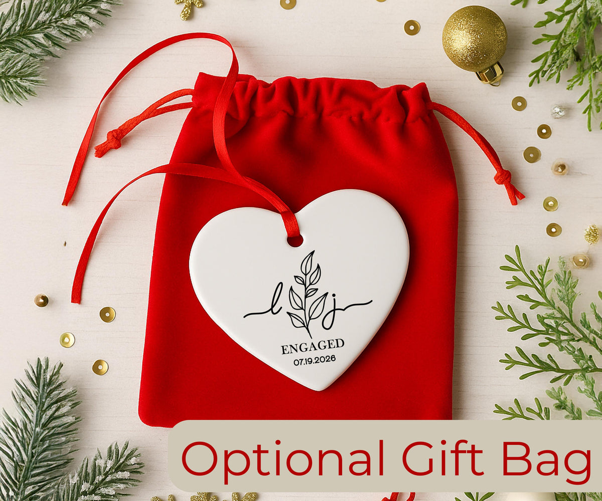 Custom Ceramic Engaged Ornament For Newlyweds, Wedding Gift, Custom Engagement Gift, Gift for Engaged Couples, Cute Christmas Heart Ornament