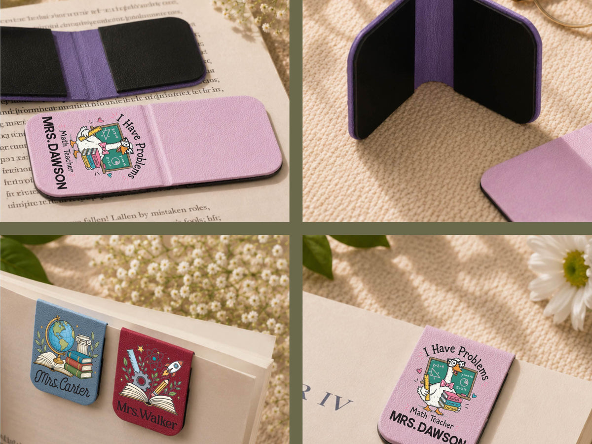 Personalized Teacher Magnetic Bookmark, Custom Teacher Appreciation Gifts, Leather Bookmark with Name, Preschool Teacher Name Christmas Gift