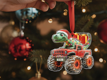 Custom Dinosaur Christmas Ornament, Personalized Monster Truck Ornament with Name, Gift for Boys, Kids Christmas Gift, Stocking Stuffer