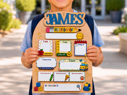 Personalized Back To School Sign, First And Last Day Of School Keepsake For Kids, Reusable Dry Erase Student Sign, Preschool Kindergarten