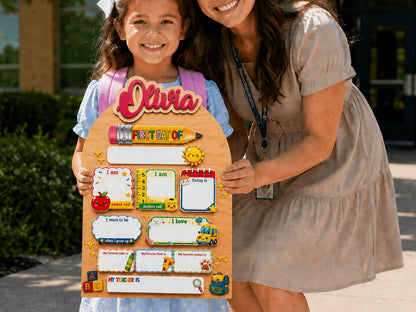 Personalized Back To School Sign, First And Last Day Of School Keepsake For Kids, Reusable Dry Erase Student Sign, Preschool Kindergarten