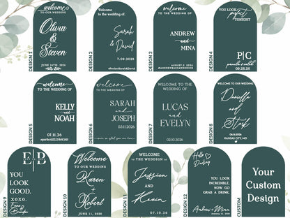Wedding Mirror Decal, Personalized Wedding Welcome Sign, Custom Wedding Sign Names & Date Vinyl Lettering Minimalist Wedding Reception Décor