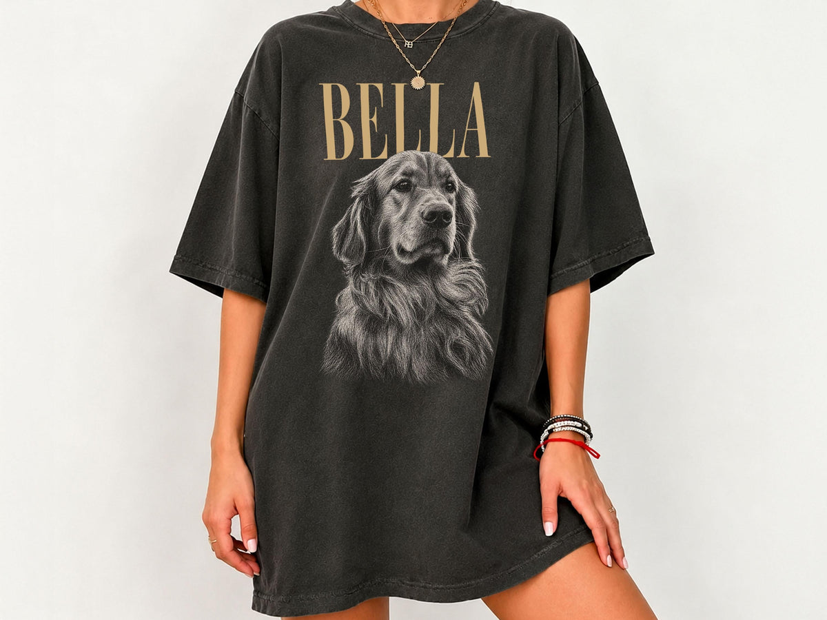 Custom Pet Photo & Name Shirt, Custom Picture Dog Shirt, Comfort Colors Pet Portrait Shirt, Cat Mom Gift, Dog Lover Gift, Custom Pet Gifts