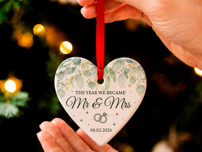 Personalized Newlywed Ornament, This Year We Became Mr & Mrs Ornament,  Custom Wedding Gifts for Couples, Just Married Christmas Ornament