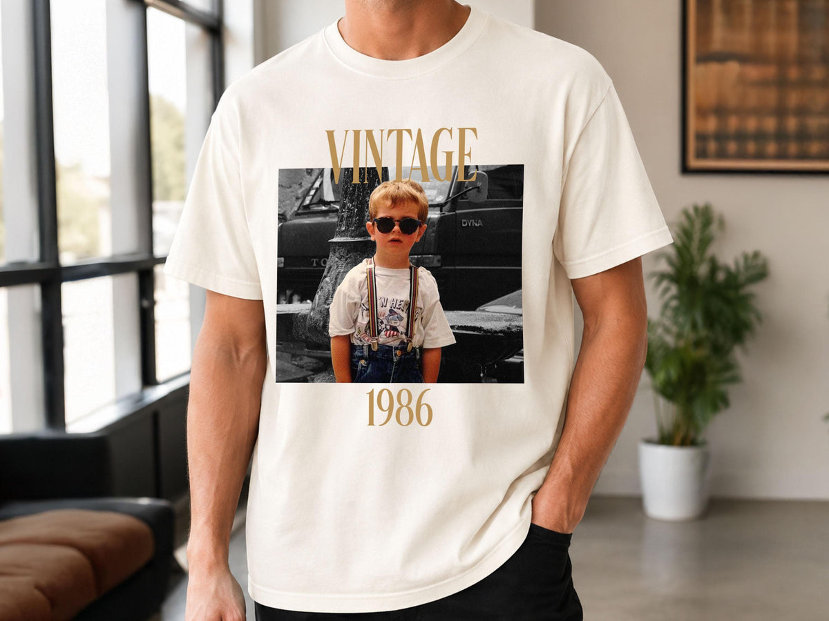 Custom Photo Birthday Shirt, Personalized Vintage Photo And Year Shirt, Vintage 40th Birthday Shirt, 30th Birthday Gift, Comfort Colors Tee