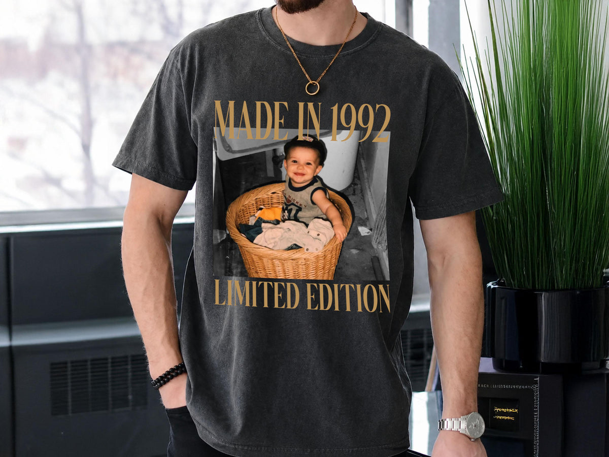 Custom Photo Birthday Shirt, Personalized Vintage Photo And Year Shirt, Vintage 40th Birthday Shirt, 30th Birthday Gift, Comfort Colors Tee