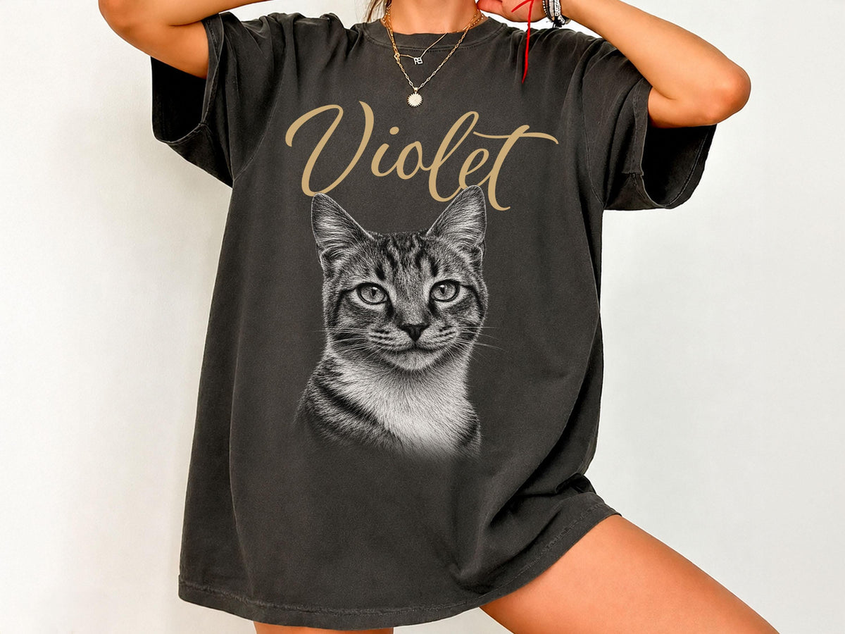 Custom Pet Photo & Name Shirt, Custom Picture Dog Shirt, Comfort Colors Pet Portrait Shirt, Cat Mom Gift, Dog Lover Gift, Custom Pet Gifts