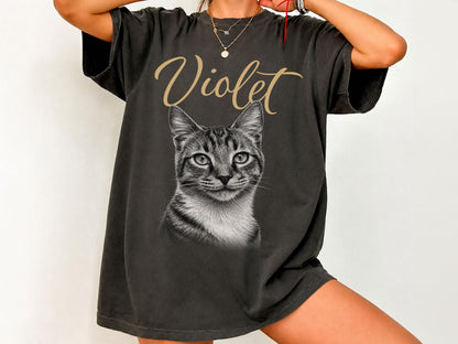 Custom Pet Photo & Name Shirt, Custom Picture Dog Shirt, Comfort Colors Pet Portrait Shirt, Cat Mom Gift, Dog Lover Gift, Custom Pet Gifts