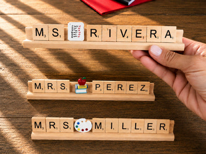 Personalized Teacher Name Sign, Wooden Desk Name Plate, Custom Teacher Gift, Teacher Classroom Decor , Back to School Teacher Appreciation