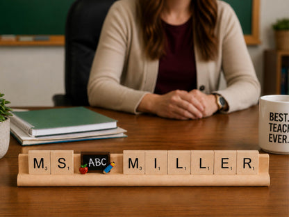 Personalized Teacher Name Sign, Wooden Desk Name Plate, Custom Teacher Gift, Teacher Classroom Decor , Back to School Teacher Appreciation