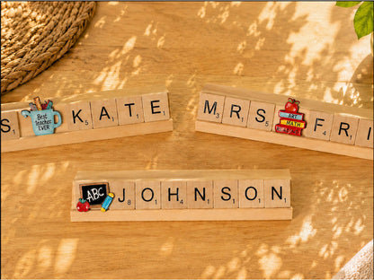Personalized Teacher Name Sign, Wooden Desk Name Plate, Custom Teacher Gift, Teacher Classroom Decor , Back to School Teacher Appreciation