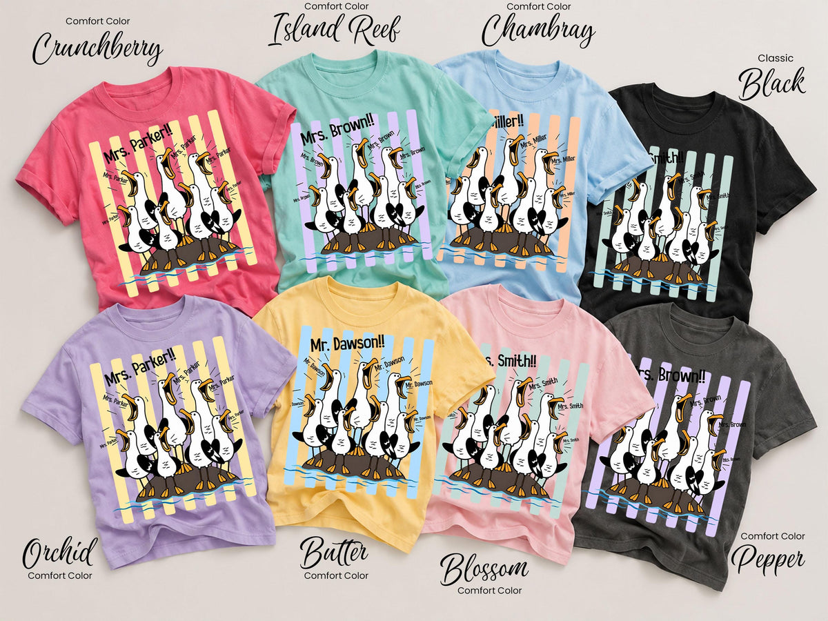 Custom Seagulls Teacher Shirt, Personalized Teacher Appreciation Gift, Screaming Seagulls Funny Shirt, Comfort Colors Tshirt, Back to School