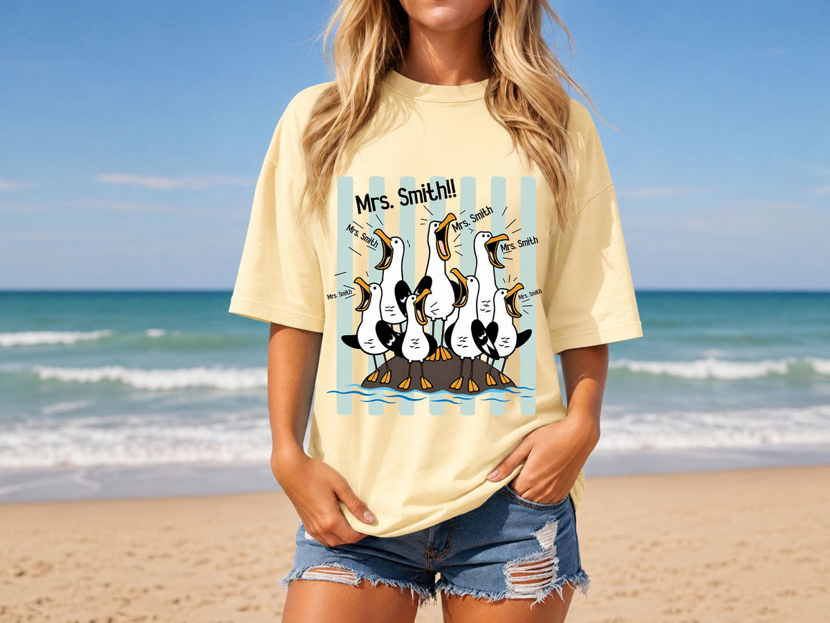 Custom Seagulls Teacher Shirt, Personalized Teacher Appreciation Gift, Screaming Seagulls Funny Shirt, Comfort Colors Tshirt, Back to School