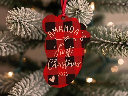 Personalized Baby's First Christmas Ornament 2026, Custom Baby Footprint Christmas Ornament, New Baby Gift, Newborn Keepsake Wood Ornament