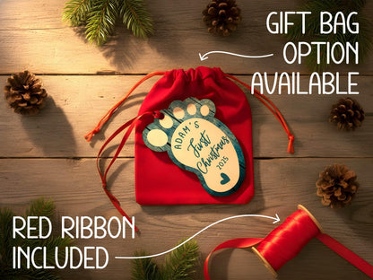 Personalized Baby's First Christmas Ornament 2026, Custom Baby Footprint Christmas Ornament, New Baby Gift, Newborn Keepsake Wood Ornament
