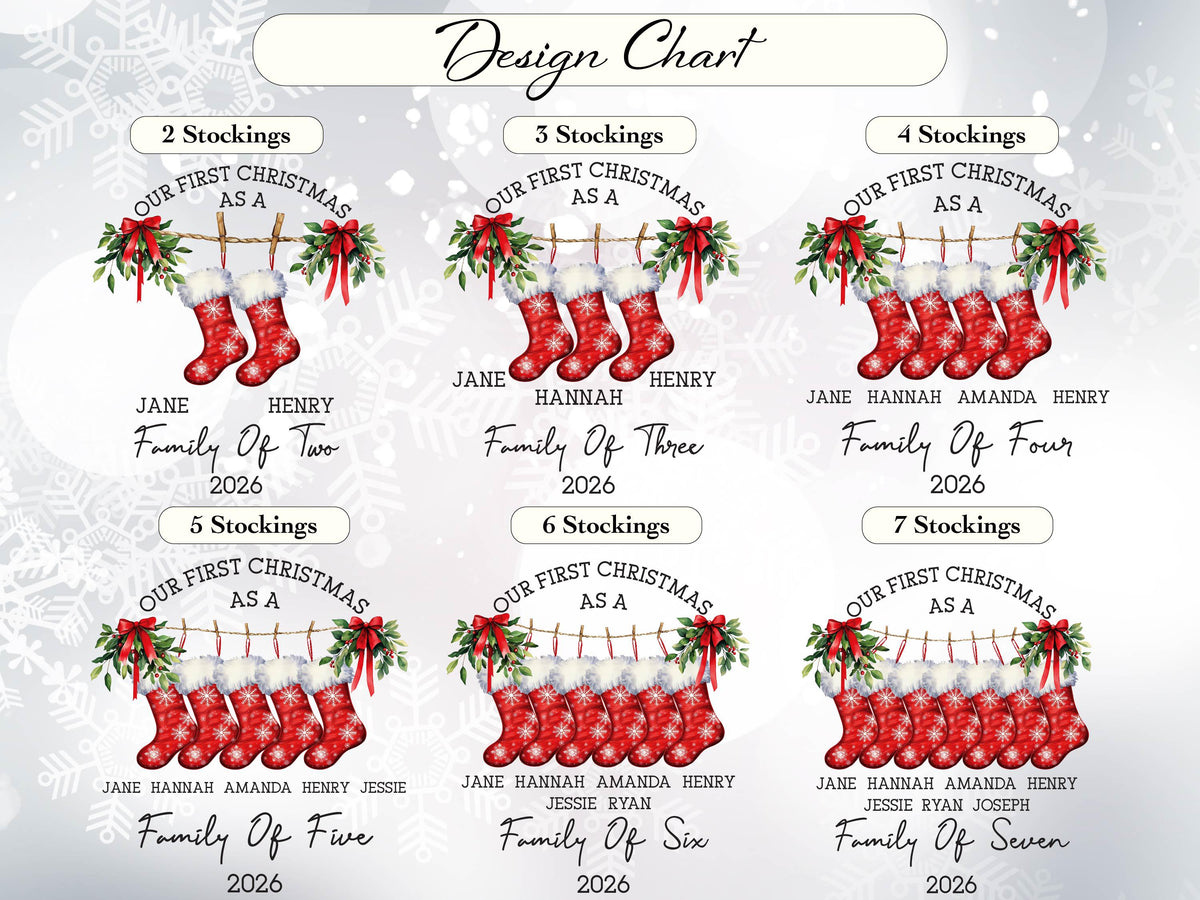 Custom Family Christmas Ornament, Personalized Stocking Name Ornament, New Family Gift, Holiday Tree Decor, Christmas Tree Ornament