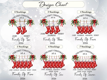 Custom Family Christmas Ornament, Personalized Stocking Name Ornament, New Family Gift, Holiday Tree Decor, Christmas Tree Ornament