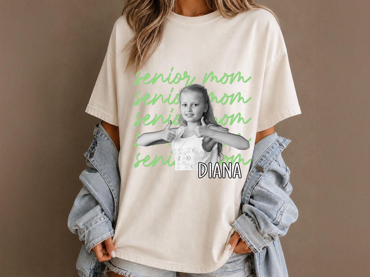 Custom Photo Senior Mom Shirt, Personalized Class of 2027 Comfort Colors Tshirt, Proud Mom of a Graduate Shirt, Senior Mom Gift