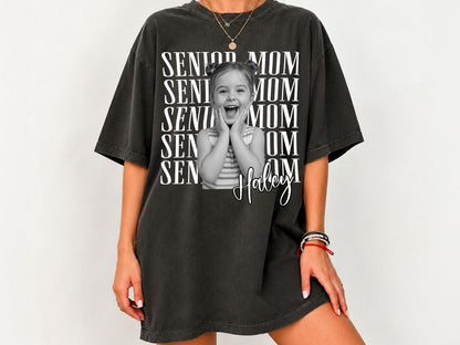 Custom Photo Senior Mom Shirt, Personalized Class of 2027 Comfort Colors Tshirt, Proud Mom of a Graduate Shirt, Senior Mom Gift