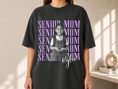 Senior Mom Shirt with Custom Photo, Class of 2027 Comfort Colors T-Shirt, Personalized Proud Mom of a Graduate Gift, Senior Graduation Shirt