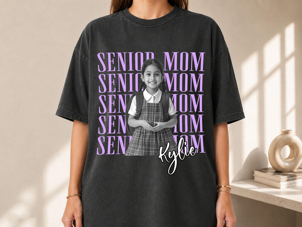 Custom Photo Senior Mom Shirt, Personalized Class of 2027 Comfort Colors Tshirt, Proud Mom of a Graduate Shirt, Senior Mom Gift