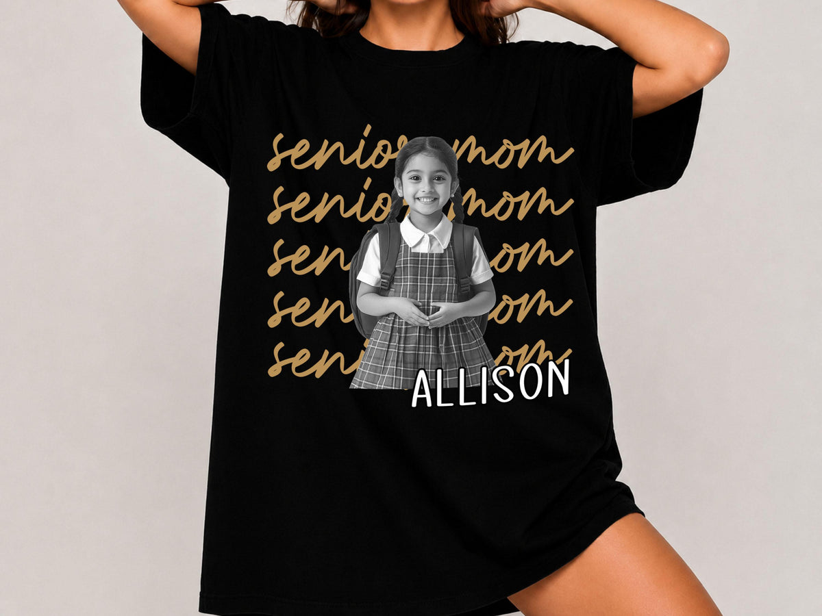 Senior Mom Shirt with Custom Photo, Class of 2027 Comfort Colors T-Shirt, Personalized Proud Mom of a Graduate Gift, Senior Graduation Shirt