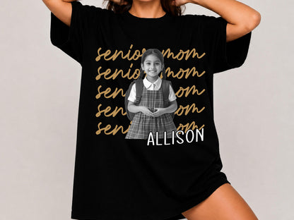 Senior Mom Shirt with Custom Photo, Class of 2027 Comfort Colors T-Shirt, Personalized Proud Mom of a Graduate Gift, Senior Graduation Shirt