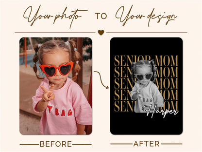 Custom Photo Senior Mom Shirt, Personalized Class of 2027 Comfort Colors Tshirt, Proud Mom of a Graduate Shirt, Senior Mom Gift