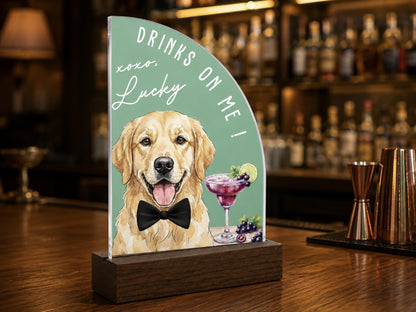 Custom Wedding Signature Drink Sign w/Pet Portrait, Personalized Pet Bar Menu Sign, Cartoon Cat Dog Portrait Drink Menu, Wedding Party Décor