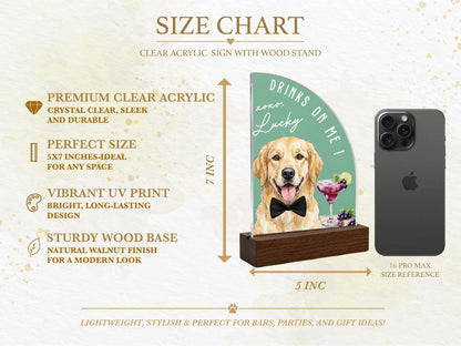 Custom Wedding Signature Drink Sign w/Pet Portrait, Personalized Pet Bar Menu Sign, Cartoon Cat Dog Portrait Drink Menu, Wedding Party Décor