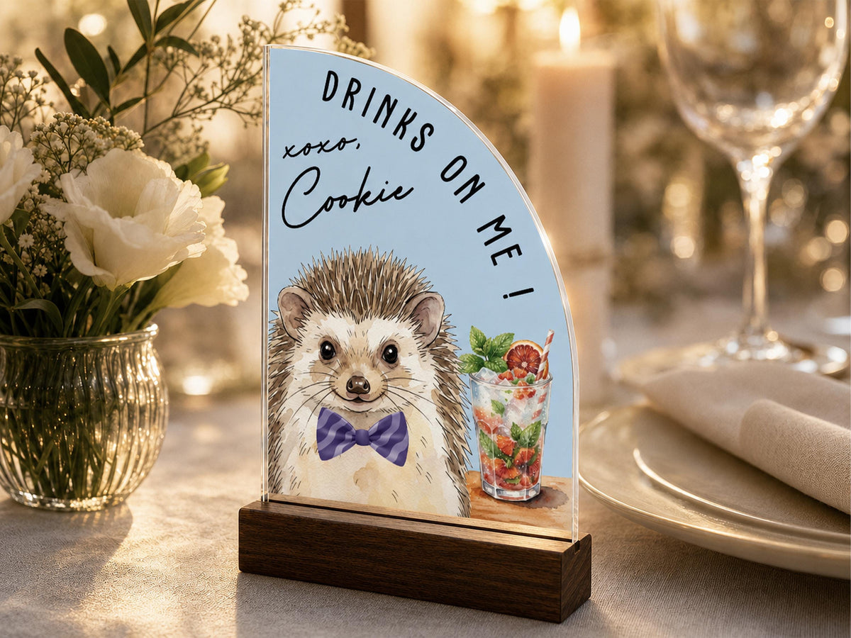 Custom Wedding Signature Drink Sign w/Pet Portrait, Personalized Pet Bar Menu Sign, Cartoon Cat Dog Portrait Drink Menu, Wedding Party Décor