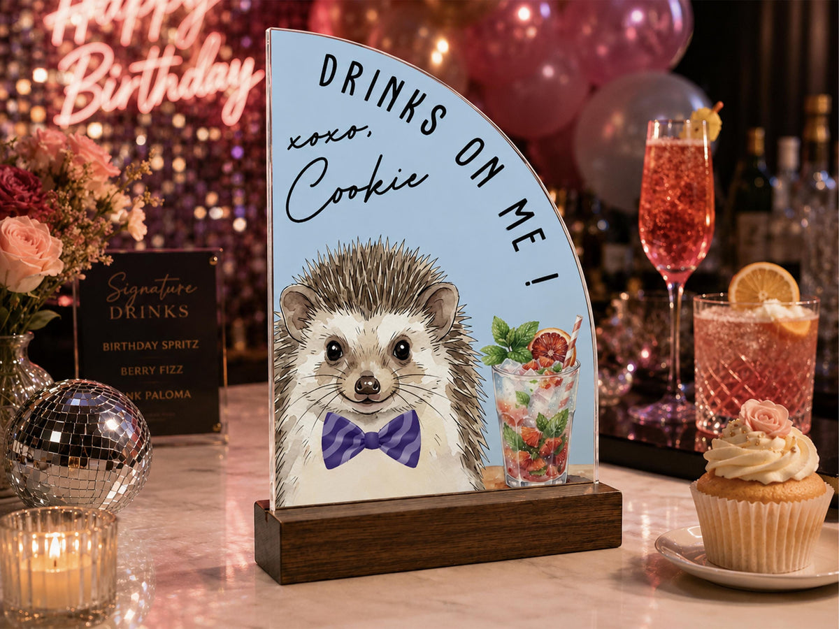 Custom Wedding Signature Drink Sign w/Pet Portrait, Personalized Pet Bar Menu Sign, Cartoon Cat Dog Portrait Drink Menu, Wedding Party Décor