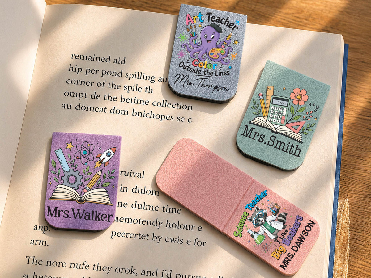 Personalized Teacher Magnetic Bookmark, Custom Teacher Appreciation Gifts, Leather Bookmark with Name, Preschool Teacher Name Christmas Gift