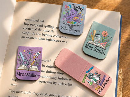 Personalized Teacher Magnetic Bookmark, Custom Teacher Appreciation Gifts, Leather Bookmark with Name, Preschool Teacher Name Christmas Gift