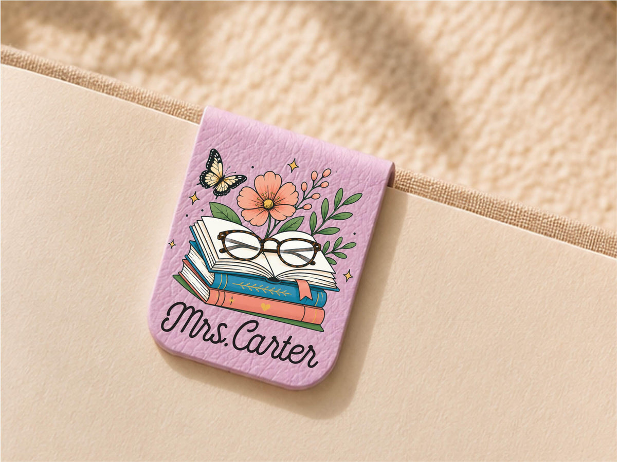 Personalized Teacher Magnetic Bookmark, Custom Teacher Appreciation Gifts, Leather Bookmark with Name, Preschool Teacher Name Christmas Gift