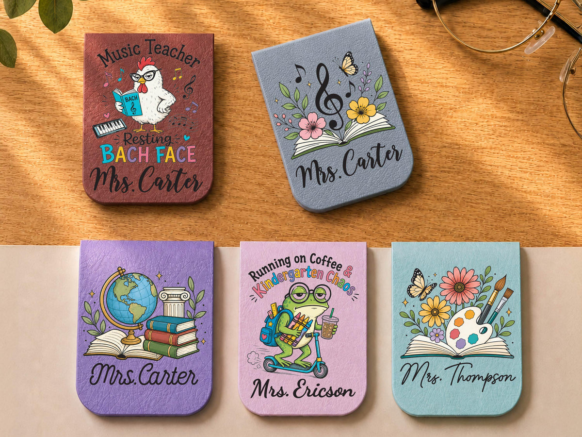 Personalized Teacher Magnetic Bookmark, Custom Teacher Appreciation Gifts, Leather Bookmark with Name, Preschool Teacher Name Christmas Gift