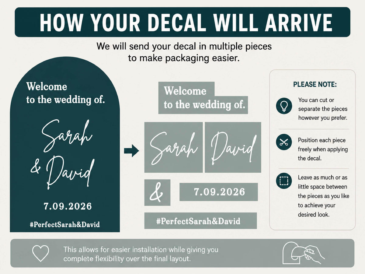 Wedding Mirror Decal, Personalized Wedding Welcome Sign, Custom Wedding Sign Names & Date Vinyl Lettering Minimalist Wedding Reception Décor