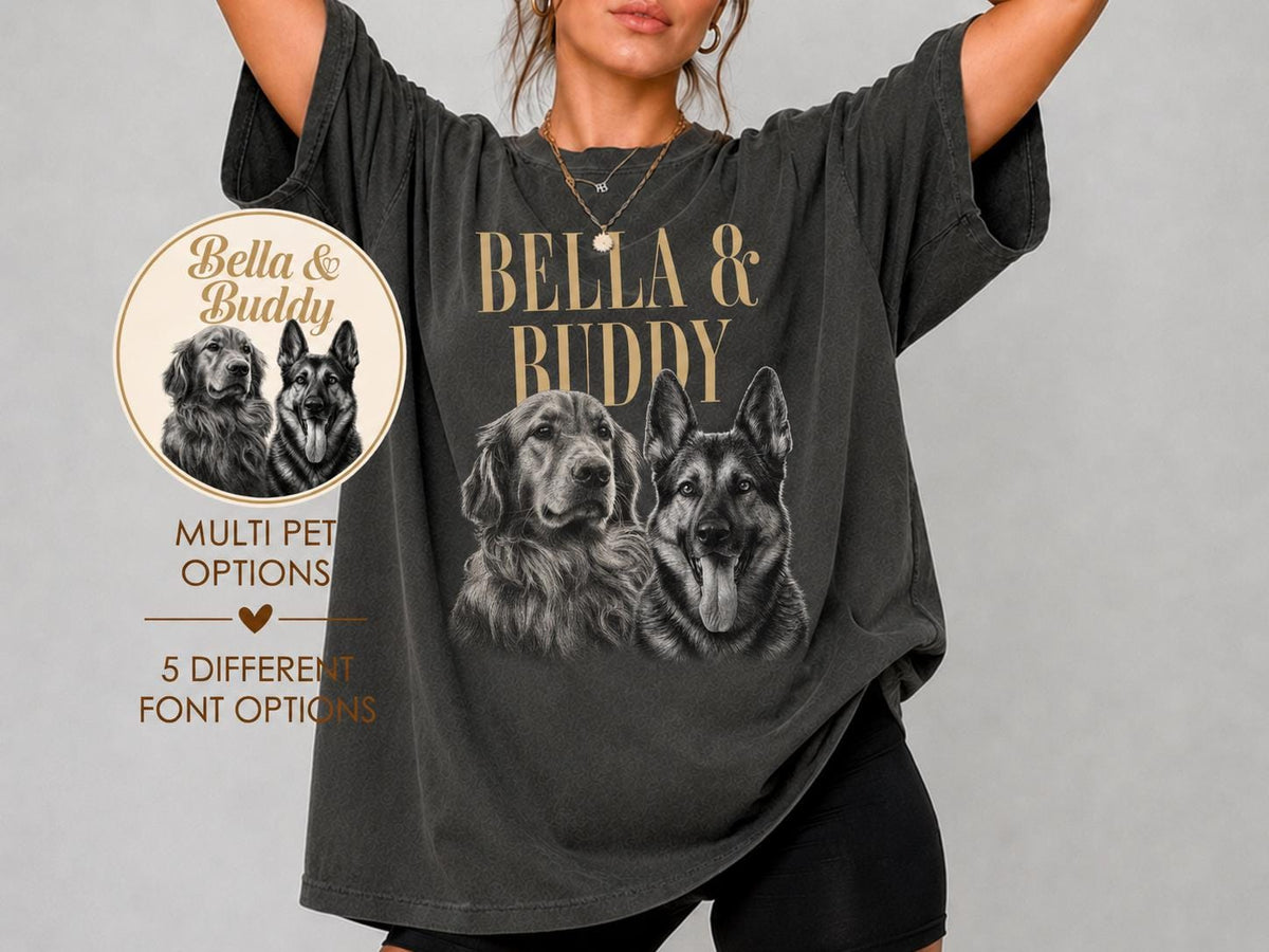 Custom Pet Photo & Name Shirt, Custom Picture Dog Shirt, Comfort Colors Pet Portrait Shirt, Cat Mom Gift, Dog Lover Gift, Custom Pet Gifts