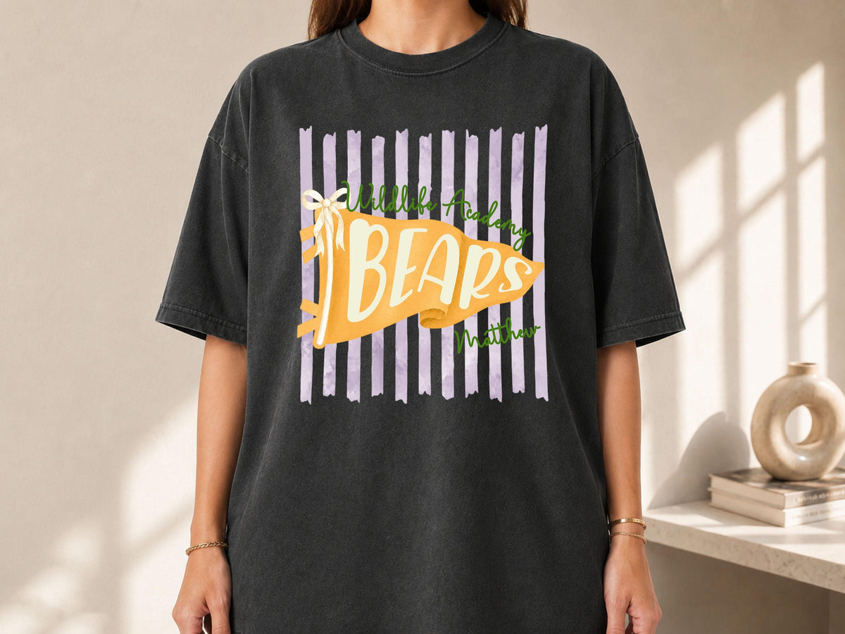 Custom School Mascot Shirt, School Spirit Shirt, Personalized Game Day Shirt, Custom Pennant Flag Tee, Football Season Shirt